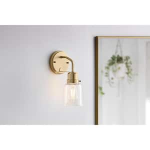 Timphaven 1-Light Brass Wall Sconce Clear Glass