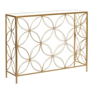 42 in. Gold Rectangle Metal Contemporary Console Table