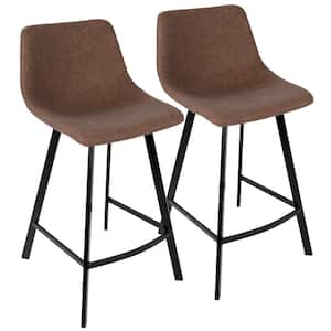 Outlaw Industrial Brown Counter Stool Faux Suede (Set of 2)