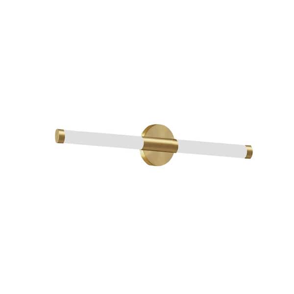 Dainolite Corvette 24 in. 1 Light Aged Brass LED Vanity Light Bar with White Acrylic Shade