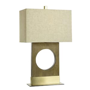 30 in. Brass Task and Reading Table Lamp for Living Room with Beige Linen Shade