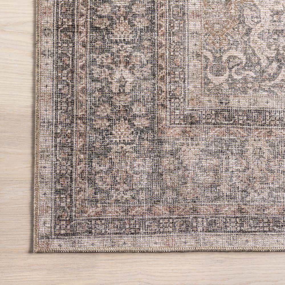 Hillstone Dark Beige Rectangular Synthetic Medallion Area Rug