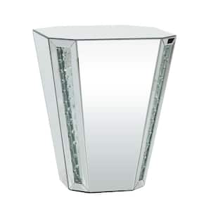 20 in. Silver Square Glass Mirrored Geometric End Table