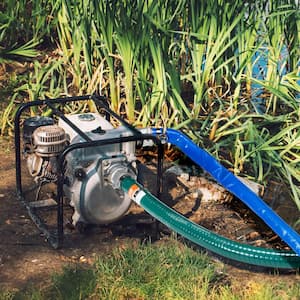 Suction Hose Kit for Water Pump with 2 in. x 50 ft. Blue Backwash Hose and Groove Adapter Utility Accessory