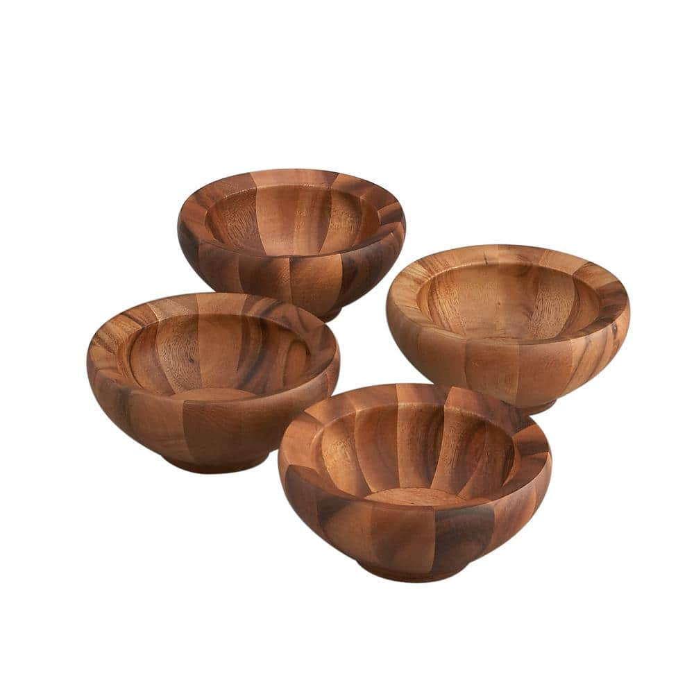 Nambe Yaro 36 oz. 4-Piece Wood Individual Salad Bowl Set 5002 - The ...