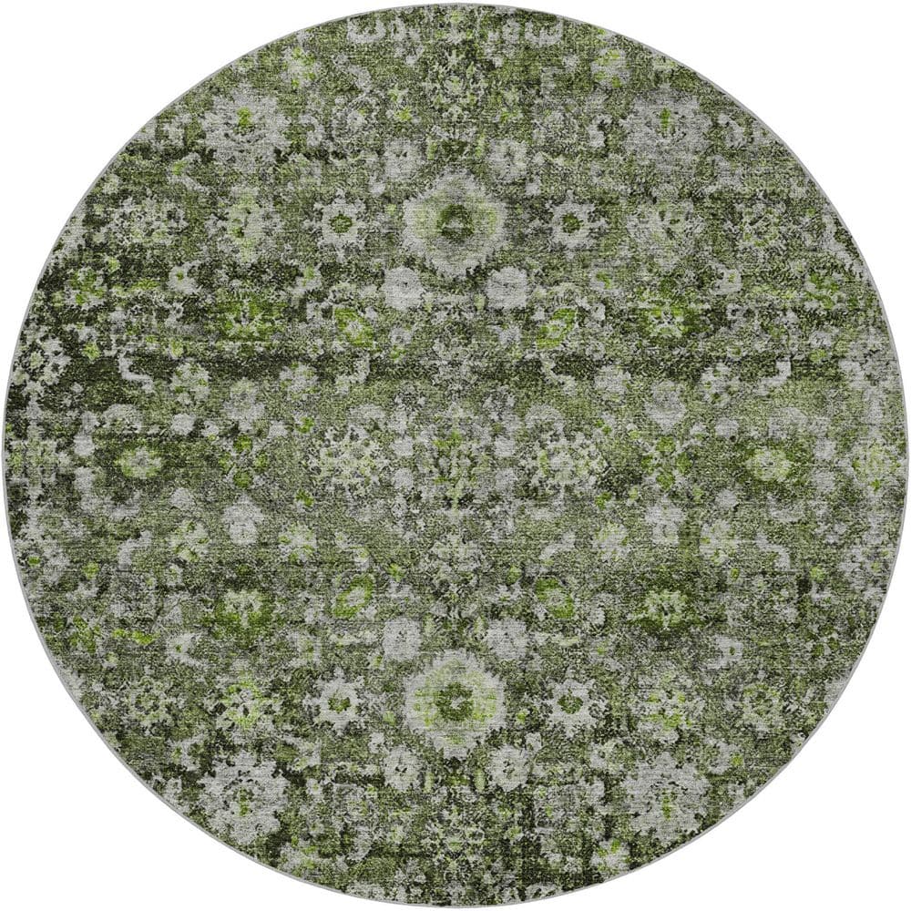 Dream Shag Premium Machine Washable Abstract ADS651 Green 8 ft. x 8 ft. Round Rug price history on PriceWatchPro