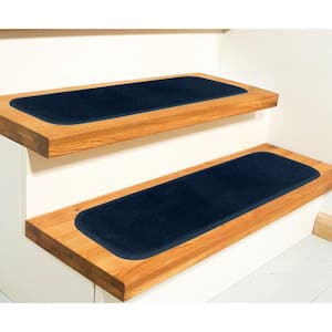 Comfy Collection Navy Blue 8 ½ inch x 30 inch Indoor Carpet Stair Treads Slip Resistant Backing (Set of 13)