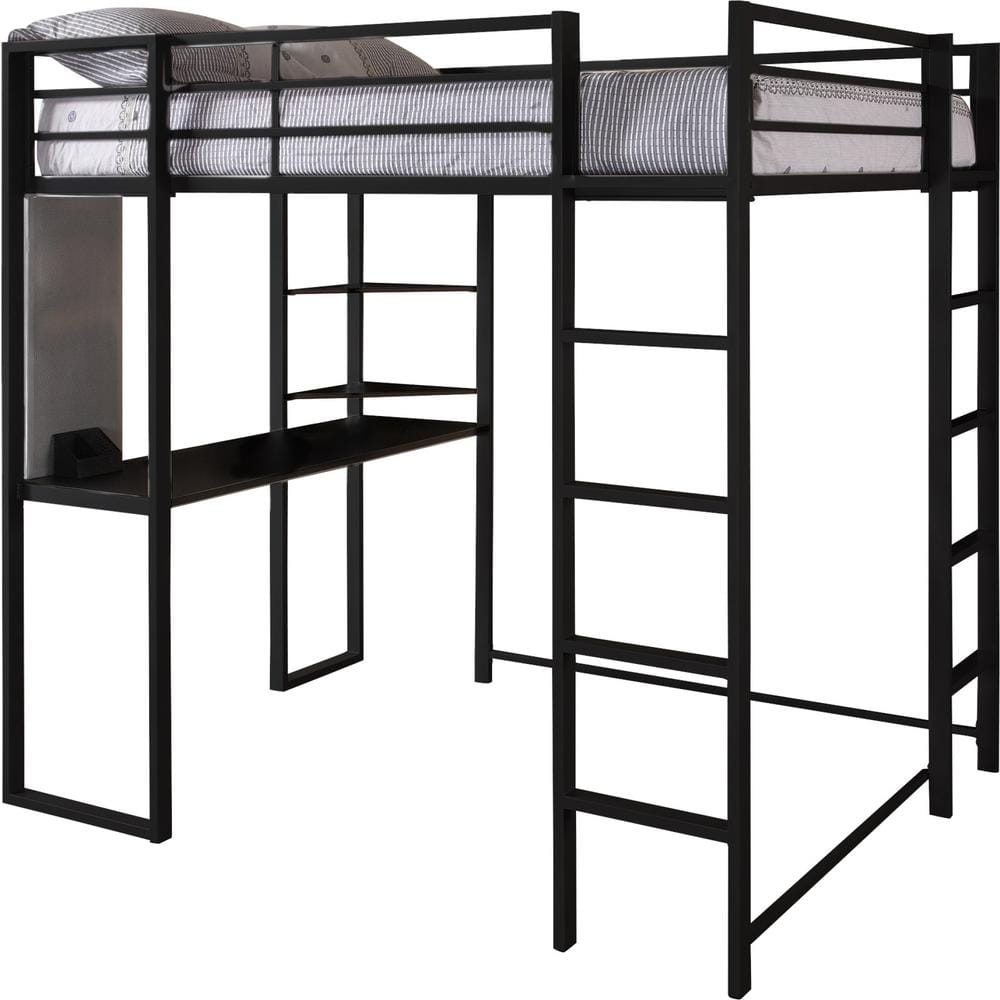 DHP Alana Black Full Metal Loft Bed With Desk DE22159 - The Home Depot