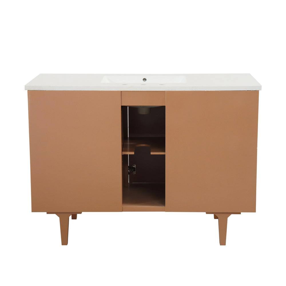 Weathered Neutral Single Sink Vanity with Engineered Quartz Top