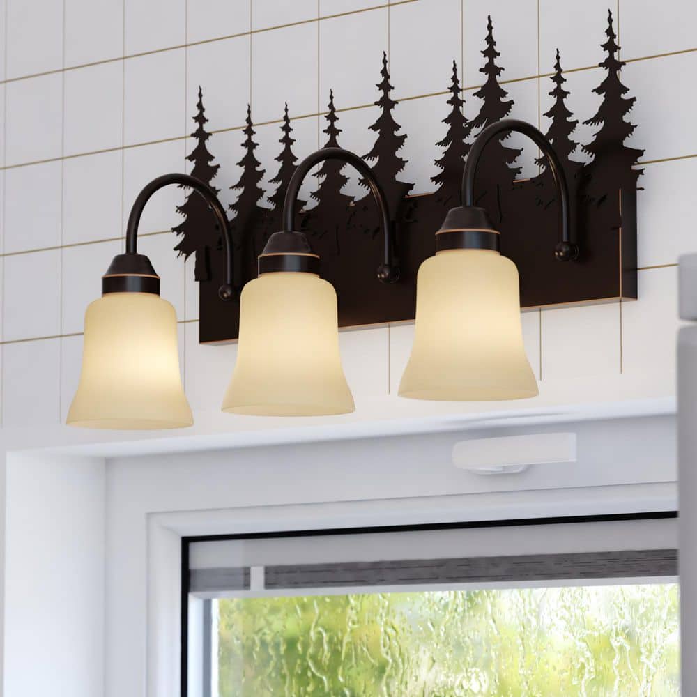 Rustic Burnished Bronze 3-Light Tree Vanity Fixture