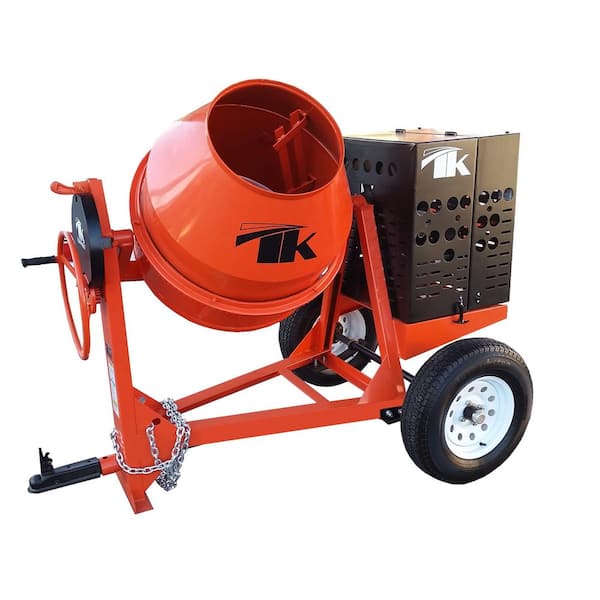 TK Equipment 9 cu. ft. Steel Drum Towable Concrete Mixer with 270cc Gas Motor