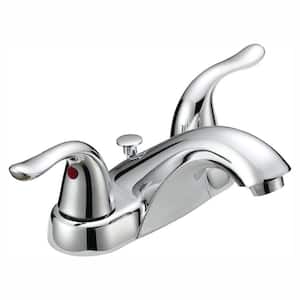 Impression Collection 4 in. Centerset 2-Handle Contemporary Flair Bathroom Faucet in Chrome with Brass Pop-Up