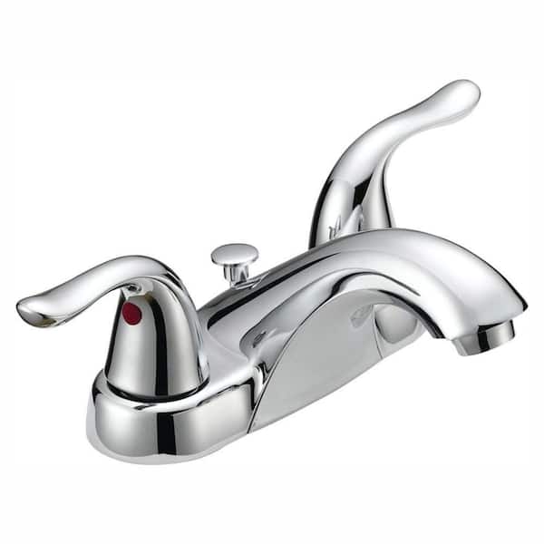 EZ-FLO Impression Collection 4 in. Centerset 2-Handle Contemporary Flair Bathroom Faucet in Chrome with Brass Pop-Up