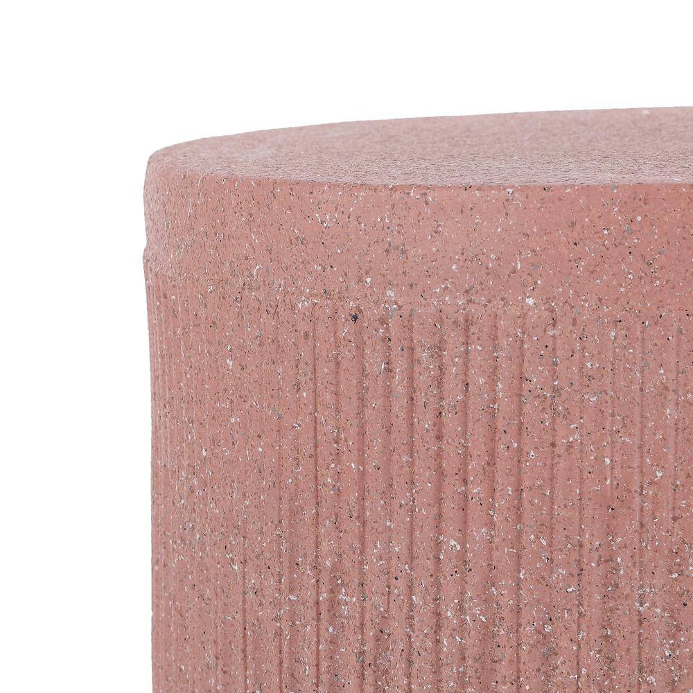 Kline 17.5" Blush Ribbed Round Poly-Resin Accent Table