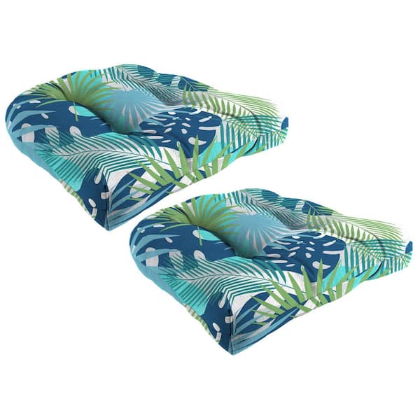 18 in. W x 18 in. D x 4 in. T Square Outdoor Wicker Seat Cushion in Baloo Topaz (2-Pack)