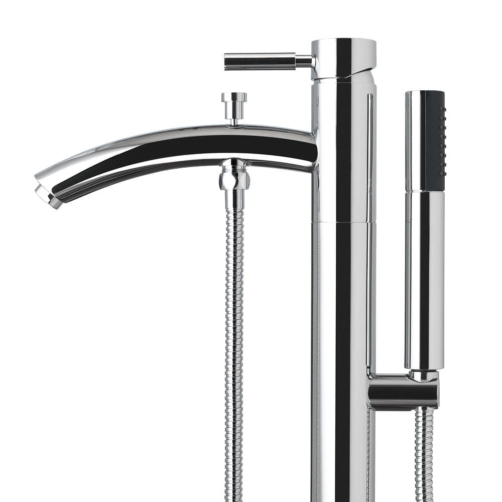 Taron Polished Chrome Freestanding Tub Filler with Hand Shower