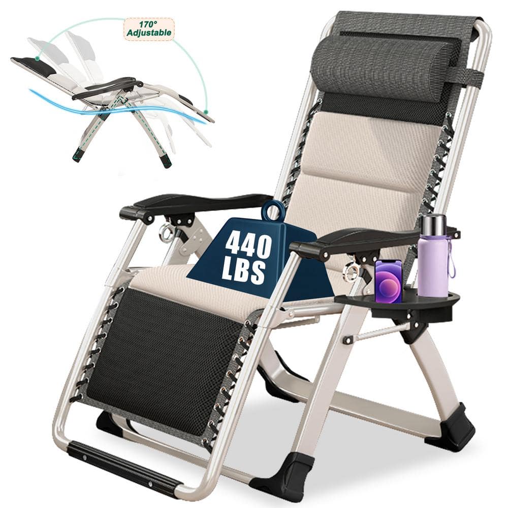 BOZTIY Folding Zero Gravity Silver Metal Frame Recliner Outdoor 