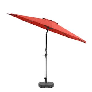 10 ft. Aluminum Wind Resistant Market Tilting Patio Umbrella and Base in Red