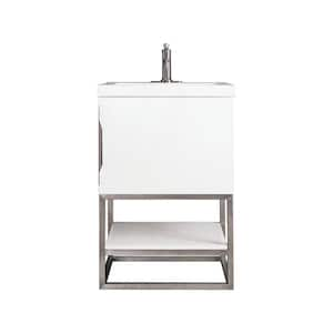 Columbia 23.6 in. W x 18.1 in. D x 35.4 in. H Single Bath Vanity in Glossy White with White Glossy Composite Stone Top