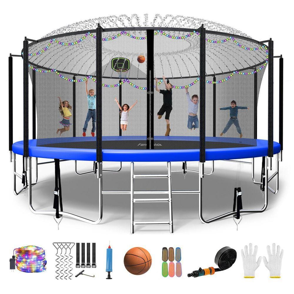 楽天市場】送料無料 トランポリン 16FT 直径約4.87m 大型 保護ネット 