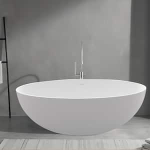 Exquisite 67 in. x 40 in. Soaking Matte White Bathtub with Center Drain in White