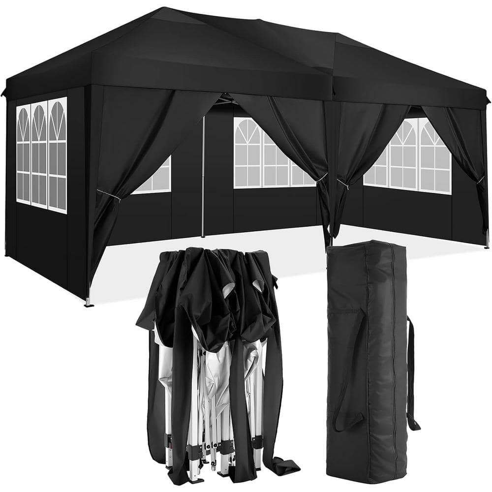 10 ft. x 20 ft. Outdoor Portable Pop-Up Canopy Tent with 6 Sidewalls Waterproof for Events in Black price history on PriceWatchPro