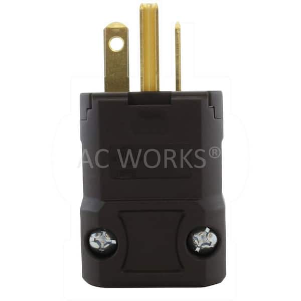 AC WORKS NEMA 6-20P 20A 250V Clamp Style Square Plug in Black with