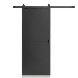 36 in. x 84 in. Pre Assembled Black Painted Hollow MDF Sliding Barn Door with Hardware Kit and Door Handle