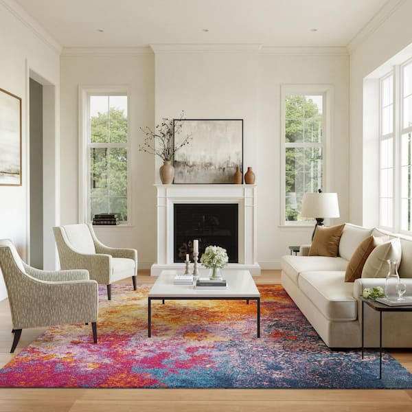 Passion Sunburst 9 ft. x 12 ft. Persian Vintage Area Rug