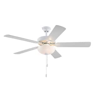 52 in. Indoor White 5-Blade Farmhouse Reversible Ceiling Fan with Light Kit and Pull Chain