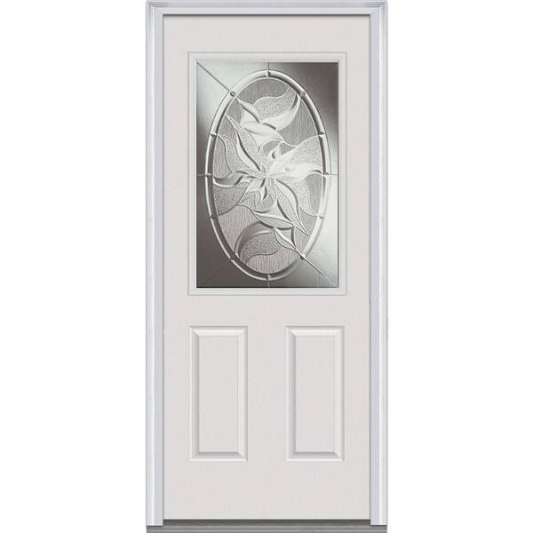 MMI Door 34 in. x 80 in. Lasting Impressions Left Hand 1/2 Lite 2-Panel Primed Steel Prehung Front Door