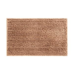 Non-Slip Butter Chenille 17 in. x 24 in. Brown Polyester Rectangle Bath Mat