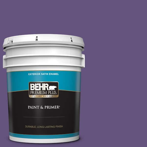 BEHR PREMIUM PLUS 5 gal. #S-G-650 Berry Syrup Satin Enamel Exterior Paint & Primer