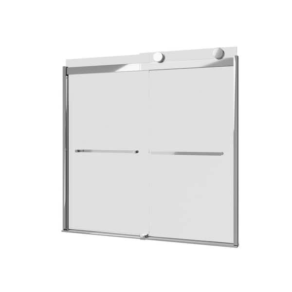 Luxor 60 in. W x 76 in. H Sliding Frameless Shower Door in Chrome with Tempered Glass