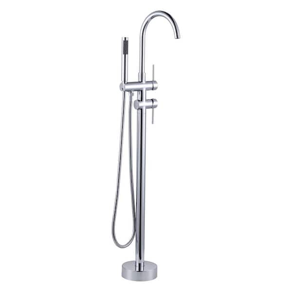 IVIGA 2-Handle Freestanding Tub Faucet with Hand Shower in. Polished Chrome
