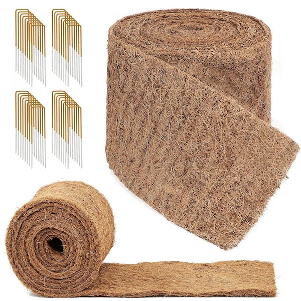 240 in. x 6.3 in. Natural Coconut Fiber Liner Mulch Mat Roll for Landscaping Garden Edging Border