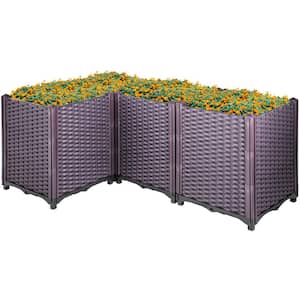 Plastic Raised Garden Bed 20.5 in. H Flower Box Kit Raised Planter Set of 4 Raised Planter Boxes for Outdoor