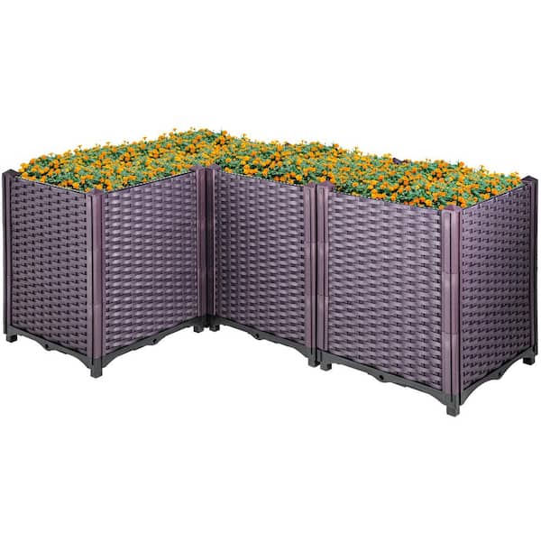 VEVOR Plastic Raised Garden Bed 20.5 in. H Box Kit Raised of 4 Raised Planter Boxes for Outdoor ZFXSLG52CMHVFYR1LV0 - The Depot