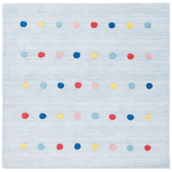 Kids 5 ft. x 5 ft. Gray Polka-Dot Square Area Rug