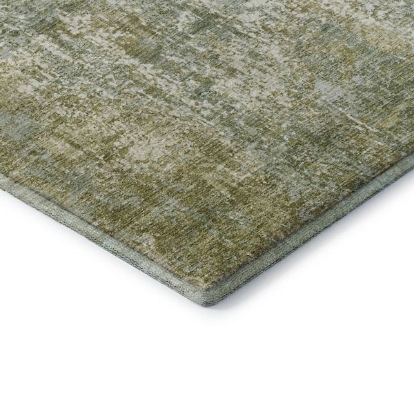 Mayfield Premium Machine Washable Abstract AMF1765 Aloe 2 ft. x 3 ft. Area Rug