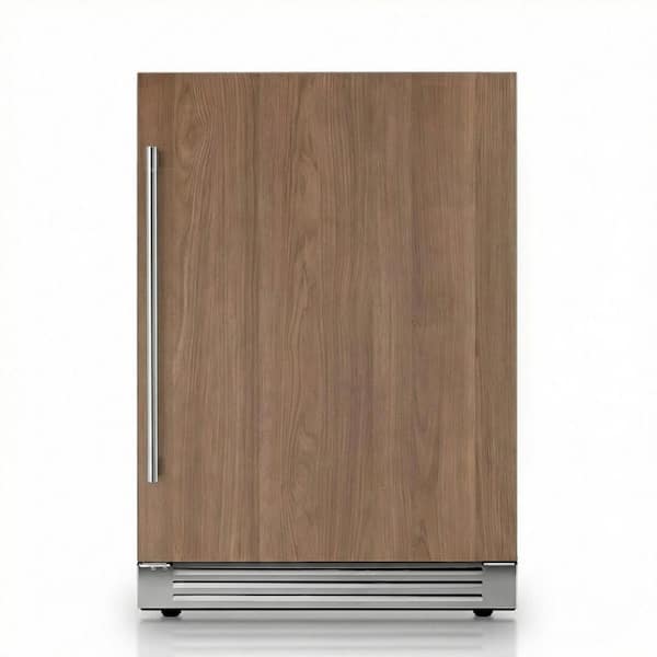 24 in. Single-Zone 220-Can Panel-Ready Beverage Refrigerator, Built-In Cooler Fridge in Stainless Steel, Right-Hinged