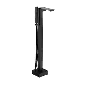 Single-Handle Freestanding Tub Faucet with Hand Shower in Matte Black