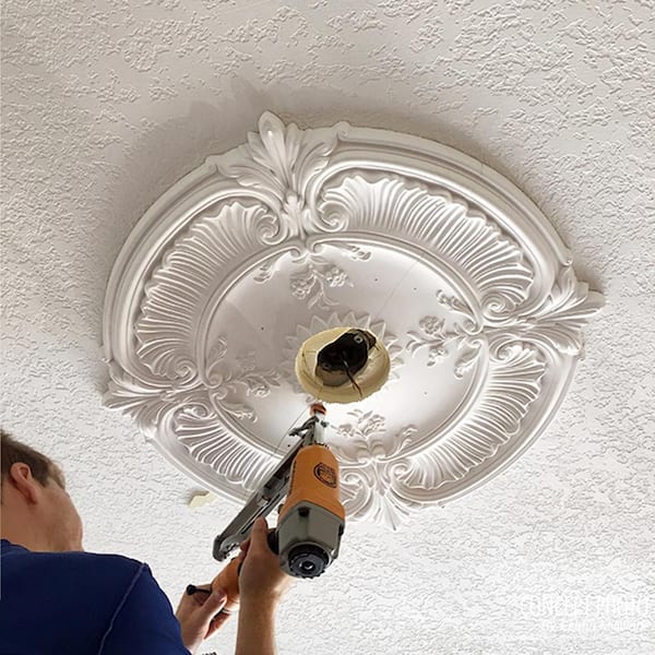 29OD x 3 5/8ID x 1 3/8P Fits Canopies up to 6 1/4 Ekena Millwork CM29FW Flower Ceiling Medallion Factory Primed