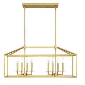 35.6 in. 8-Light Island Linear Pendant Chandelier with Soft Gold