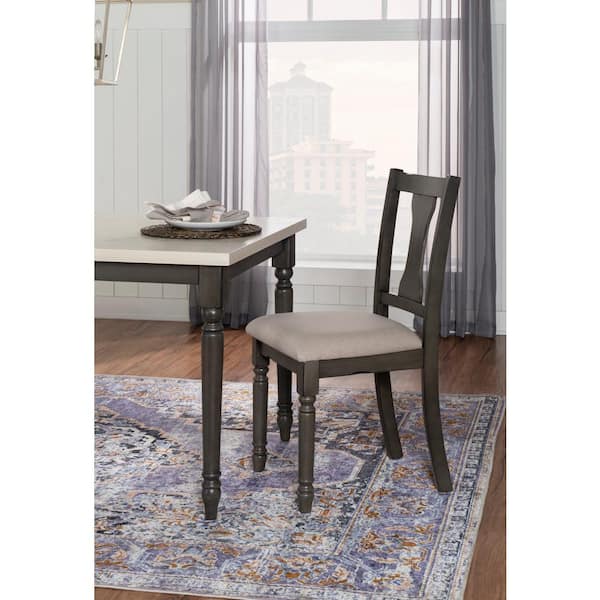 Linon Home Decor Angie Dark Gray Polyester Dining Side Chair Set of 2
