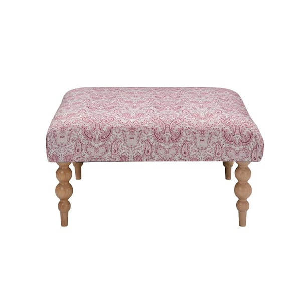 Rustic Manor Maksim Paisley Red Ottoman Upholstered Linen