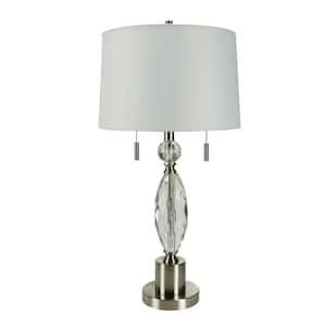27 .25 in. Brushed Steel Indoor Table Lamp with Decorator Shade