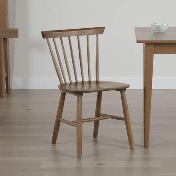 Baylee Walnut Brown Wood Without Cushion Dining Chair (Set of 2)