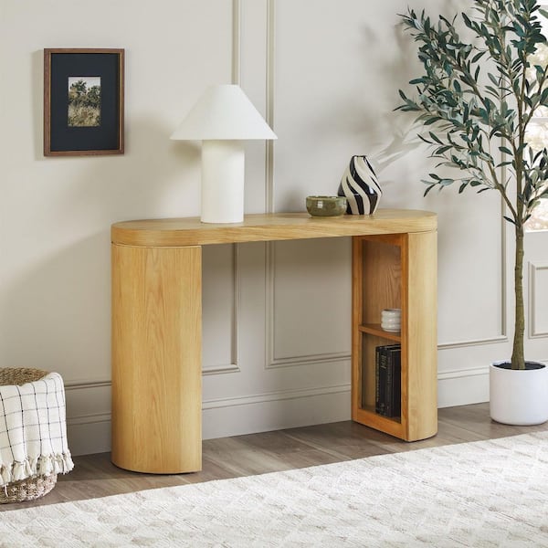 Walker Edison Furniture Company Maya 48 in. White Oak Modern Oval