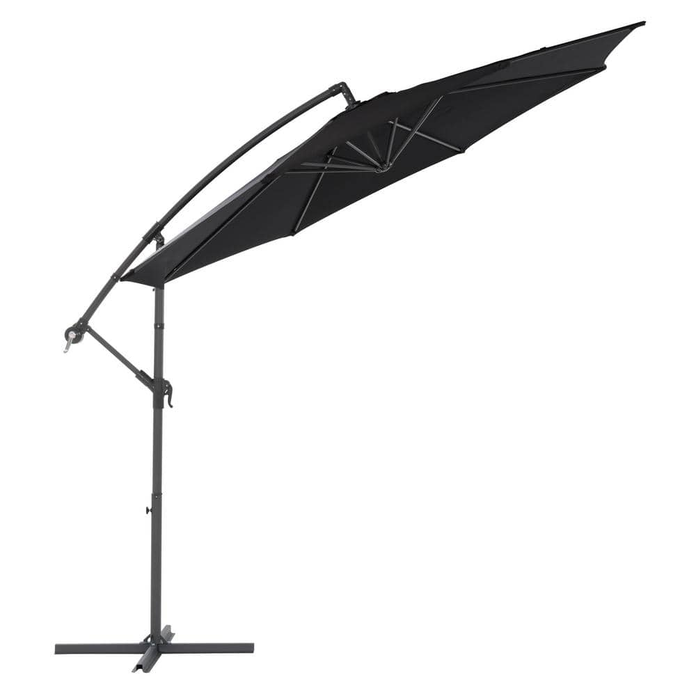 CORLIVING  ft. Steel Cantilever UV Resistant Offset Patio Umbrella in  Black PPU-400-U - The Home Depot